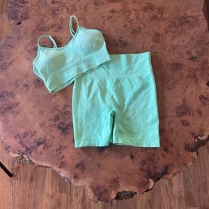 Sports bra and biker short workout set